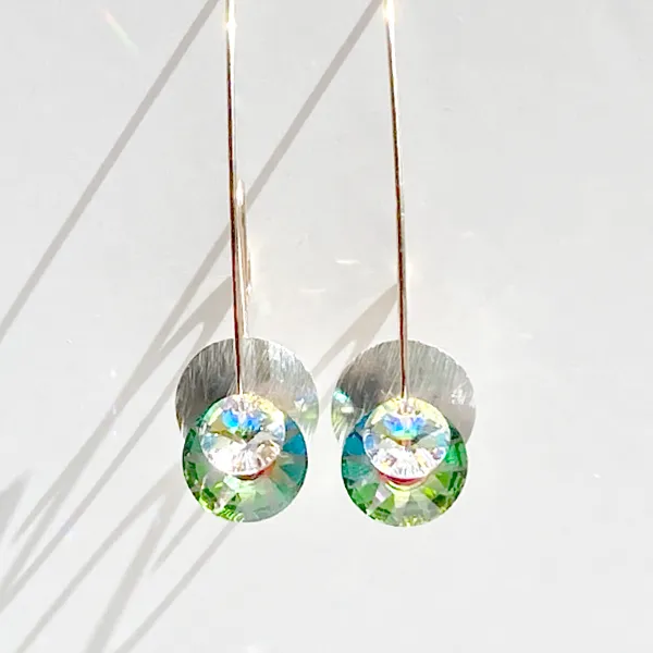 14k Gold Filled Eye Catching Crystal Long Scroll Earrings Collection