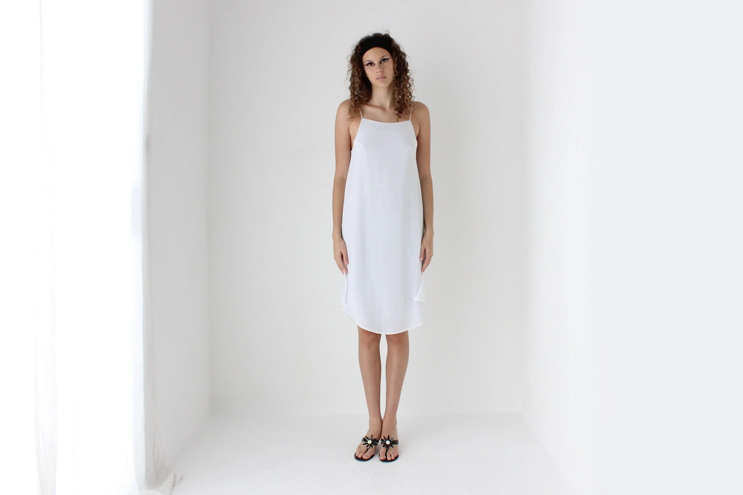 2000s Simple Triple Layered Square Neck Slip Dress