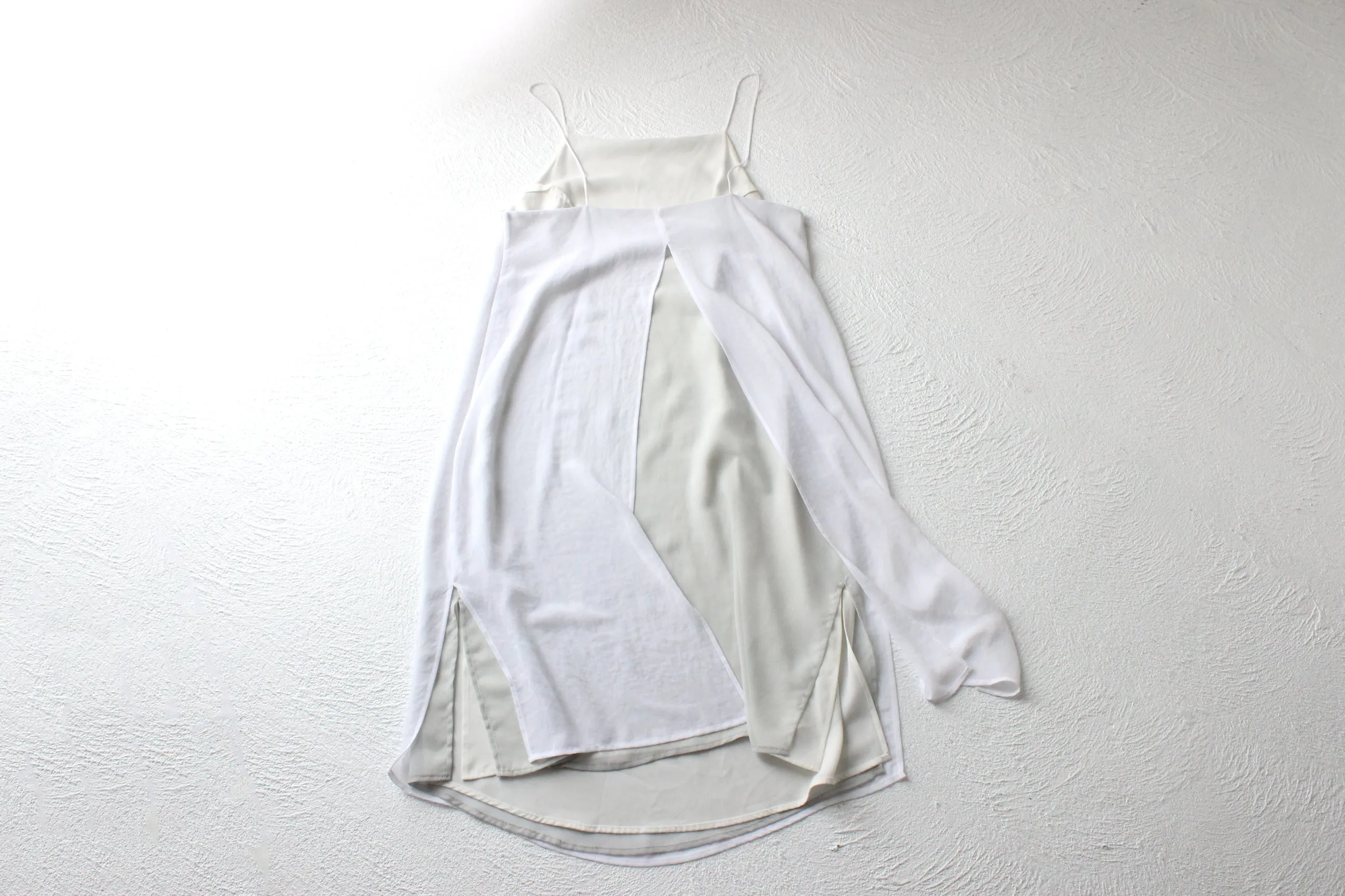 2000s Simple Triple Layered Square Neck Slip Dress