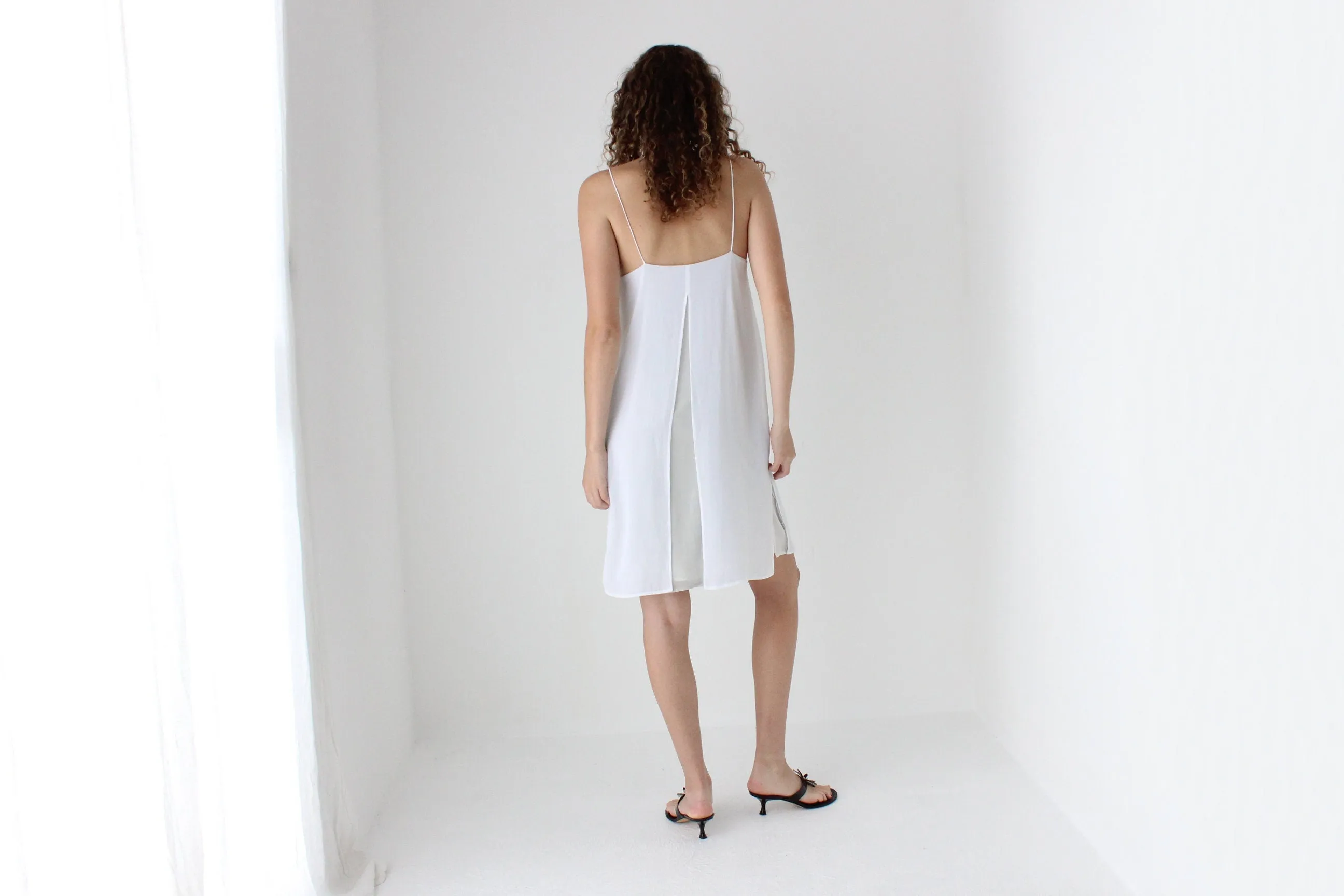 2000s Simple Triple Layered Square Neck Slip Dress