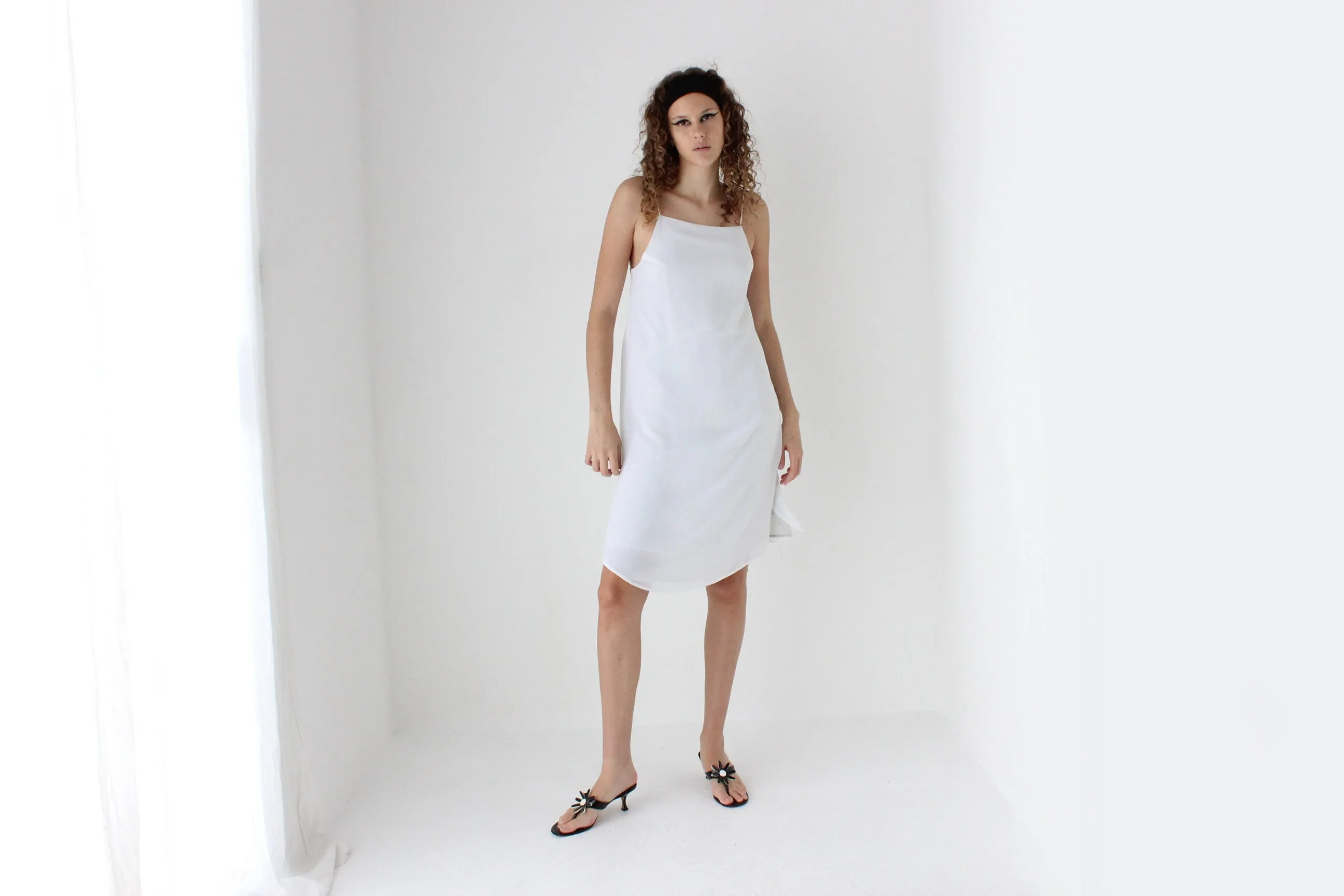 2000s Simple Triple Layered Square Neck Slip Dress