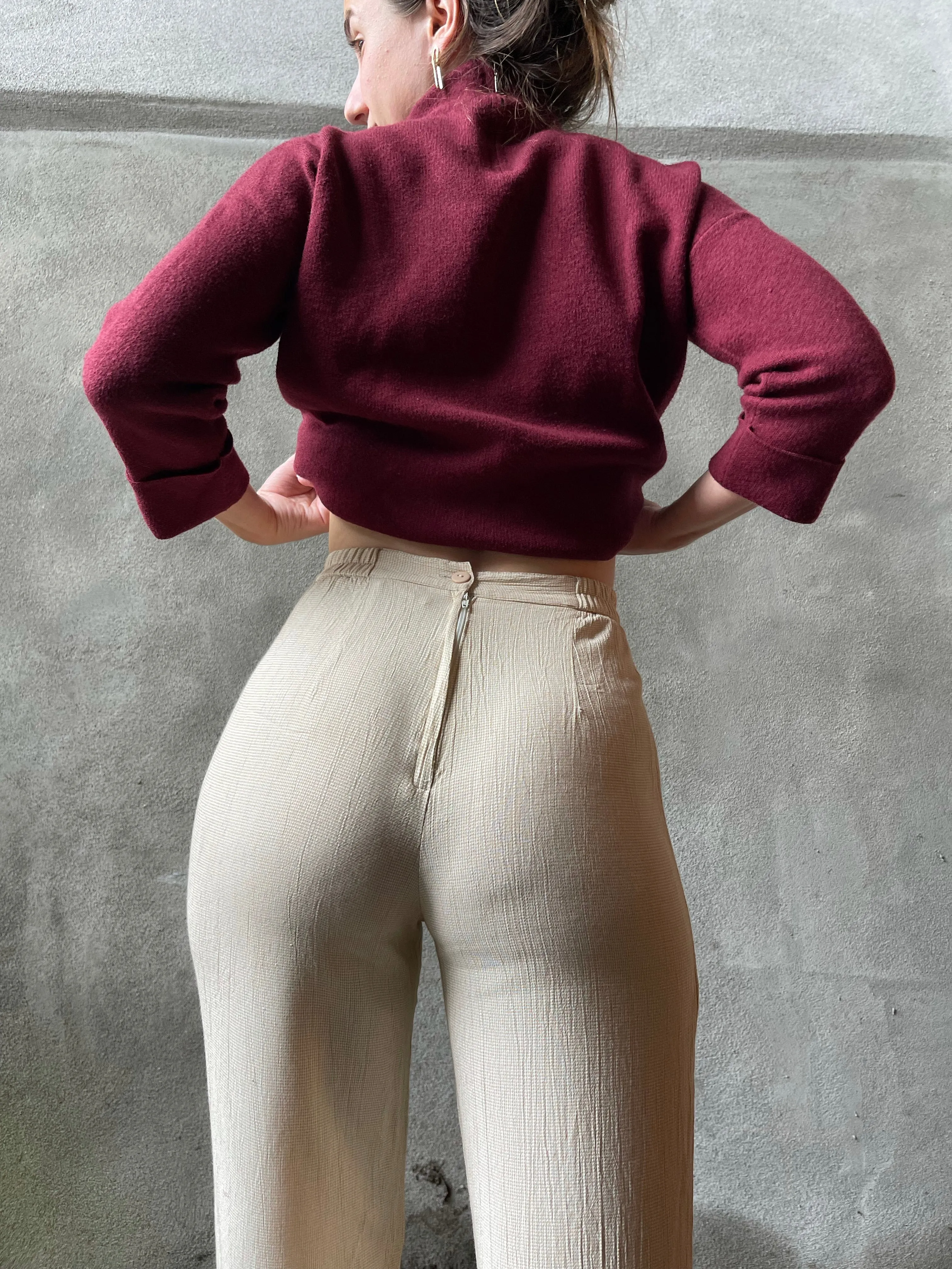 90s Beige High-Rise Culottes - XS/S