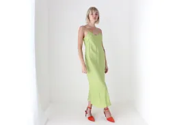 90s Pure Silk Bias Cut Slip Dress in Pistachio