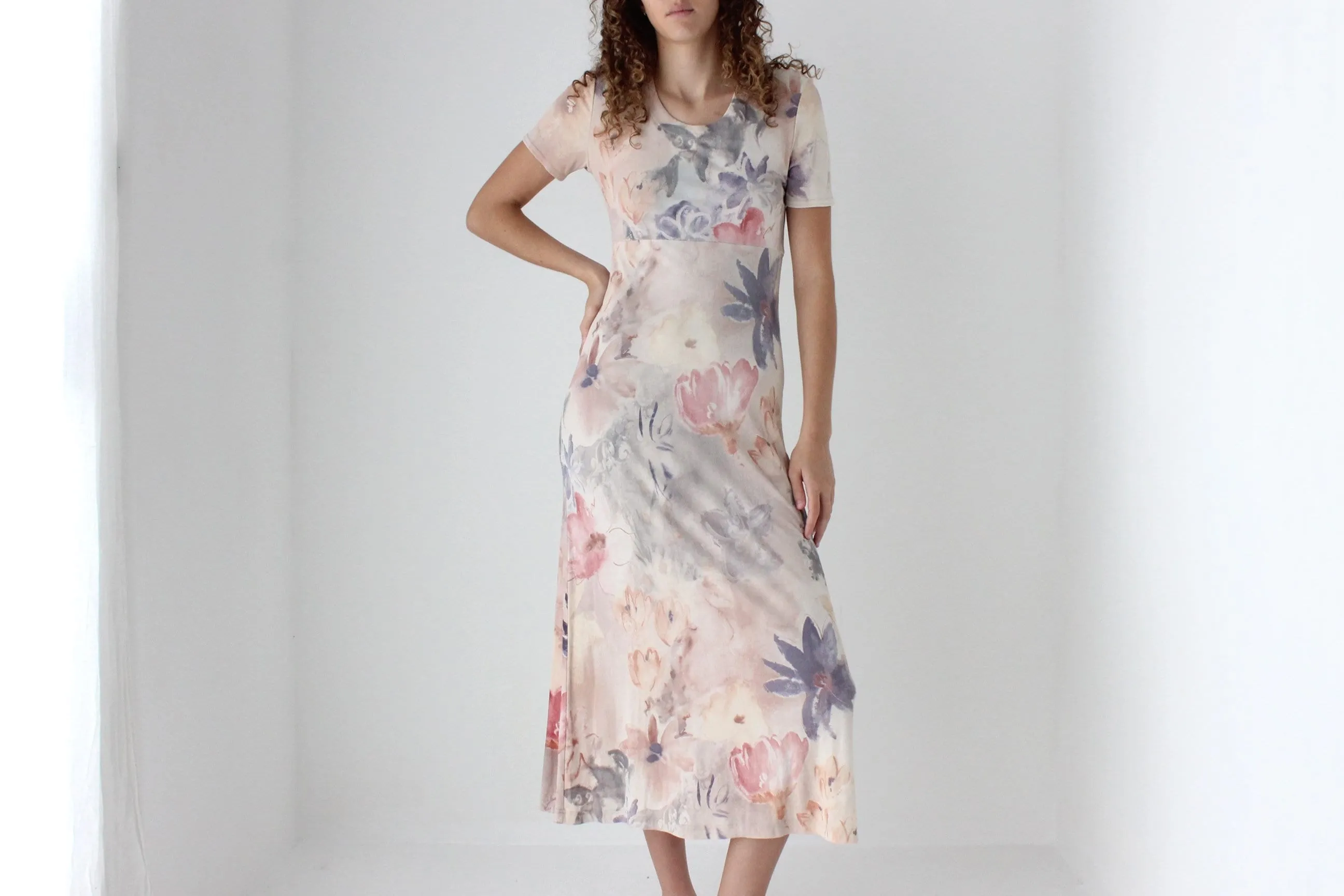 90s Slinky Watercolour Pastel Tee Dress