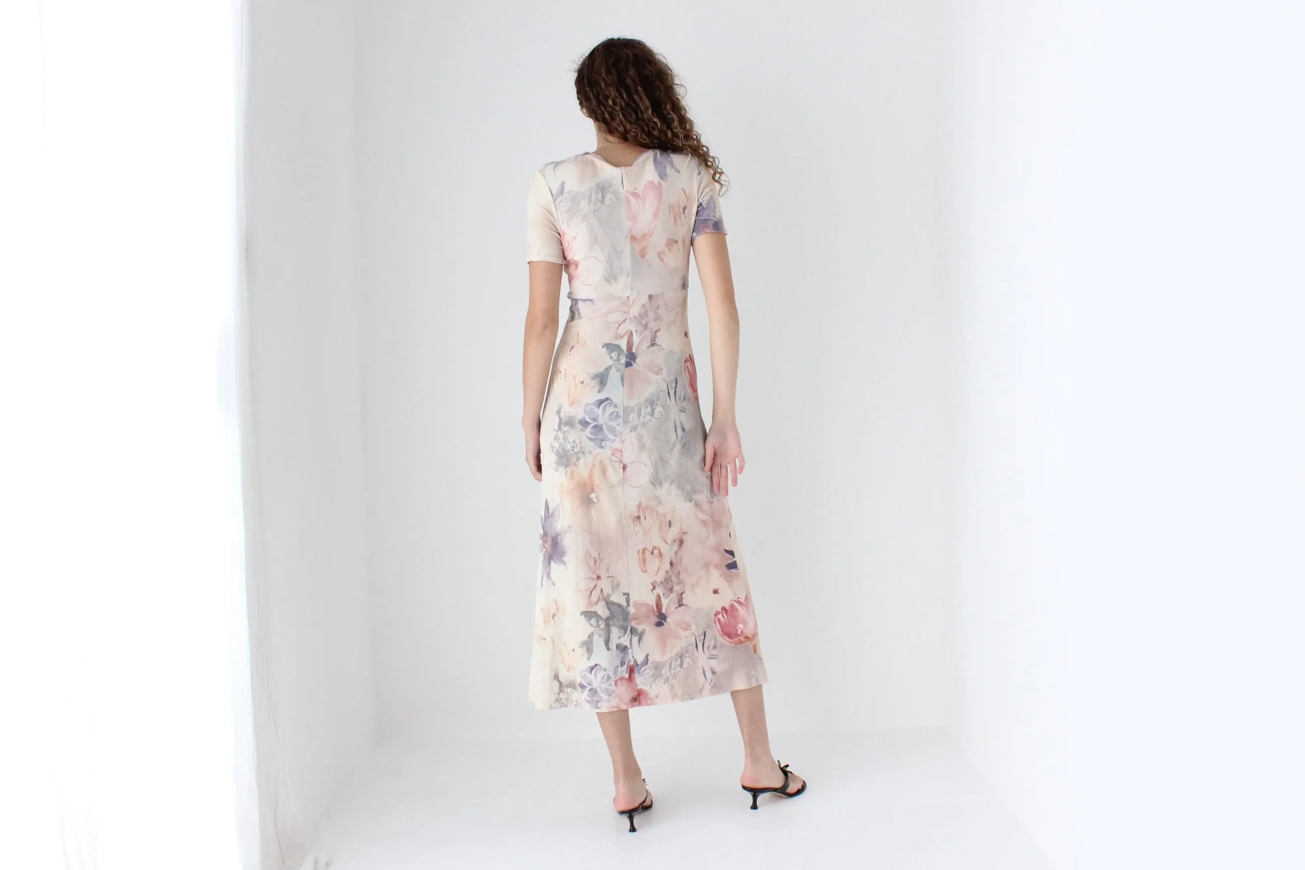 90s Slinky Watercolour Pastel Tee Dress