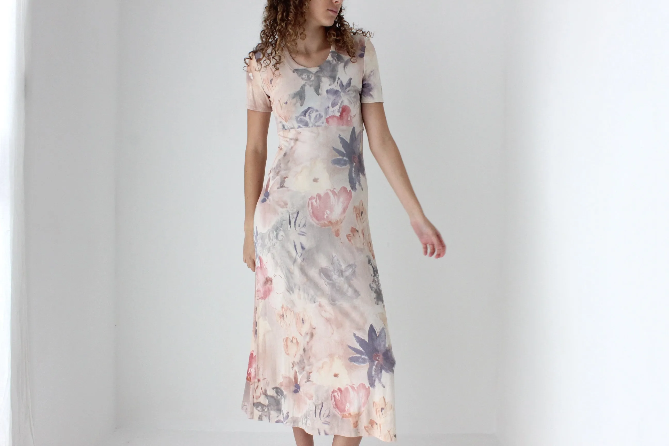 90s Slinky Watercolour Pastel Tee Dress