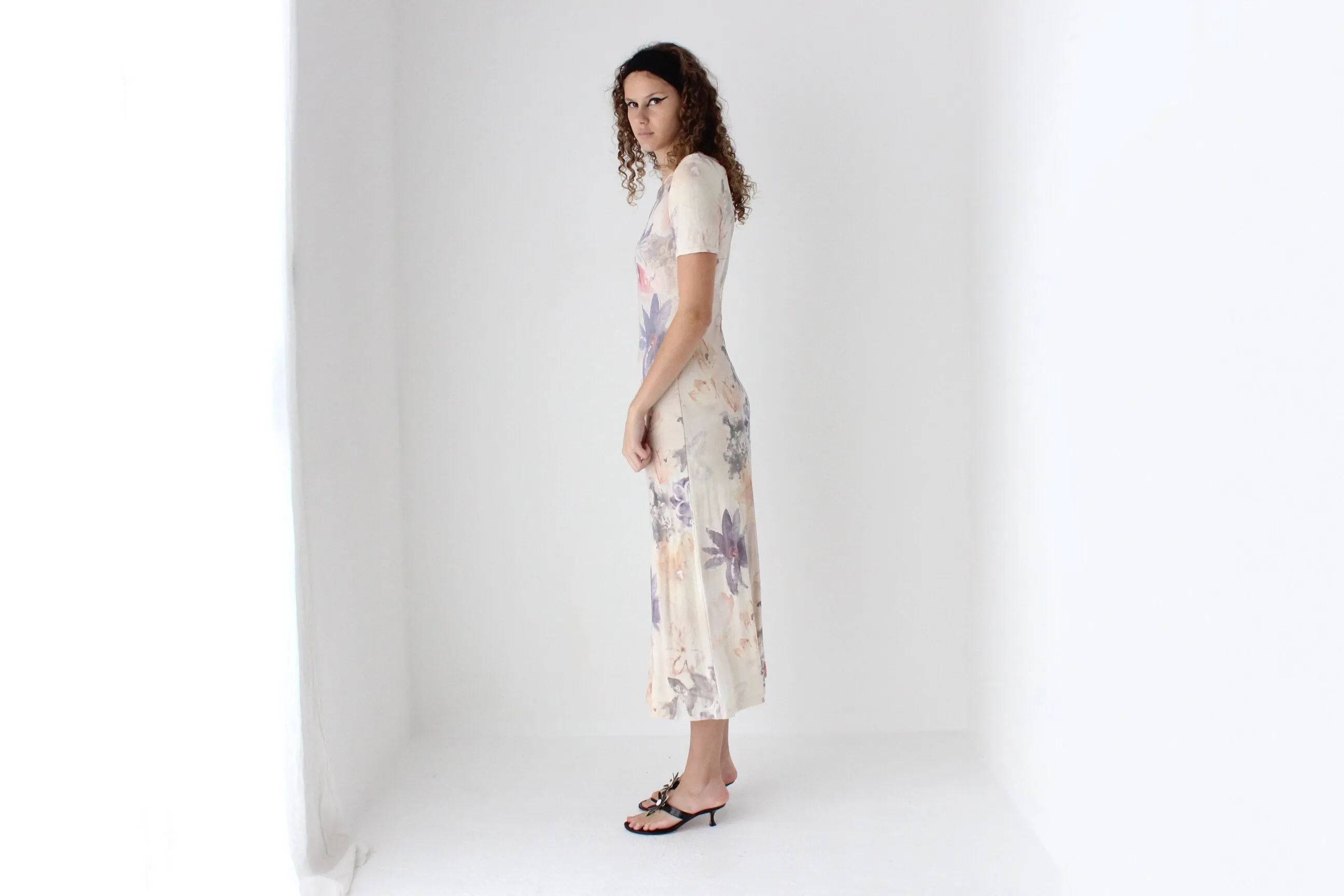90s Slinky Watercolour Pastel Tee Dress