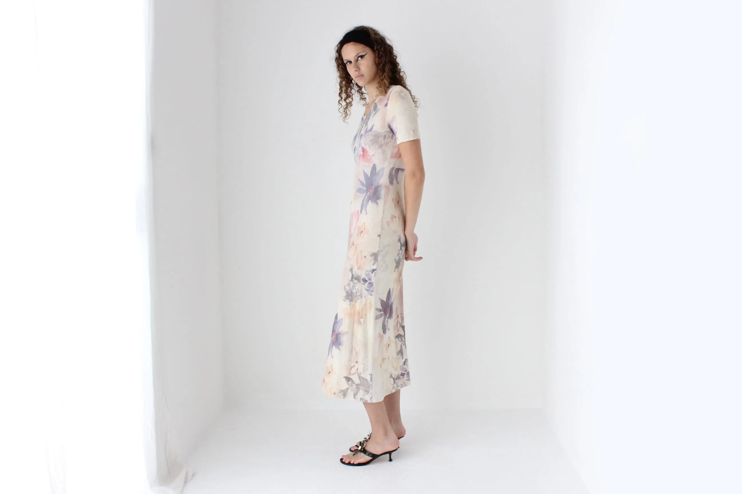 90s Slinky Watercolour Pastel Tee Dress