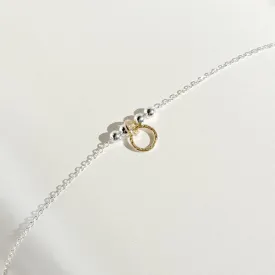 Adjustable 14 Karat Gold and Sterling Silver Dainty Charm Bracelet