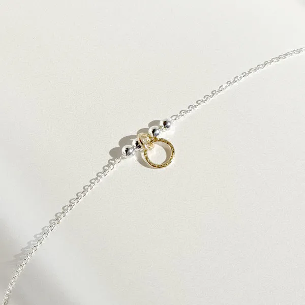 Adjustable 14 Karat Gold and Sterling Silver Dainty Charm Bracelet