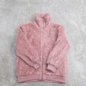 BB Dakota Jacket Womens L Pink Fleece Teddy Coat Bomber Jacket Full Zip Outdoor
