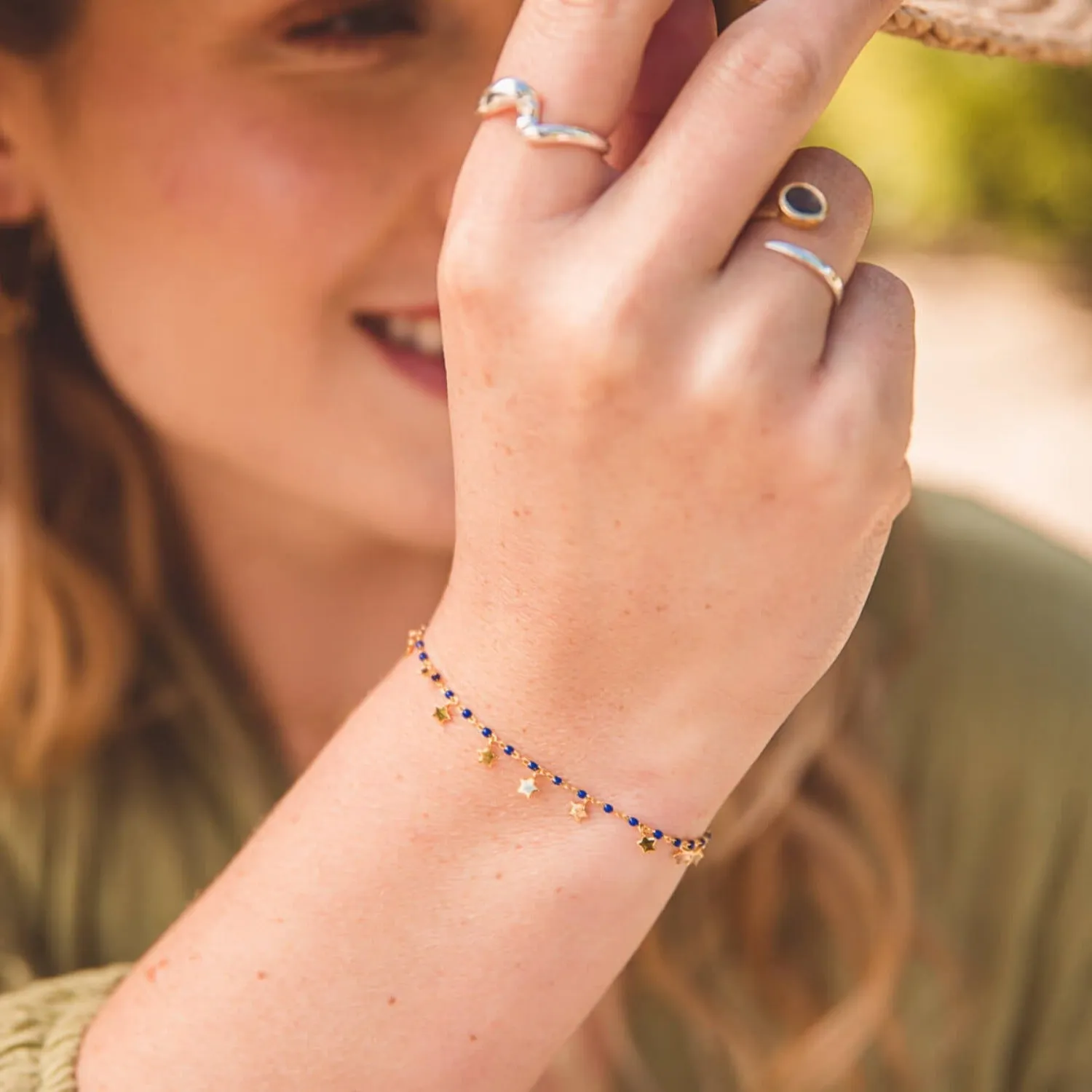 Blue Starry Sterling Silver Bracelet