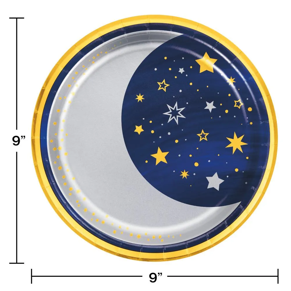 Bulk Starry Night Moon Paper Dinner Plates (96 per Case)
