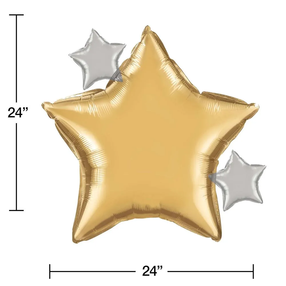 Bulk Starry Night Star Shaped Metallic Balloons (10 per Case)