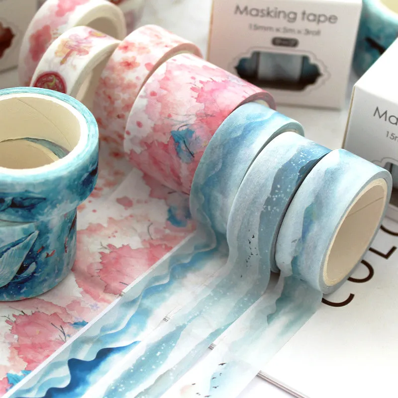 Creative Sakura Oil Painting Starry Sky Boxed Washi Tape Set