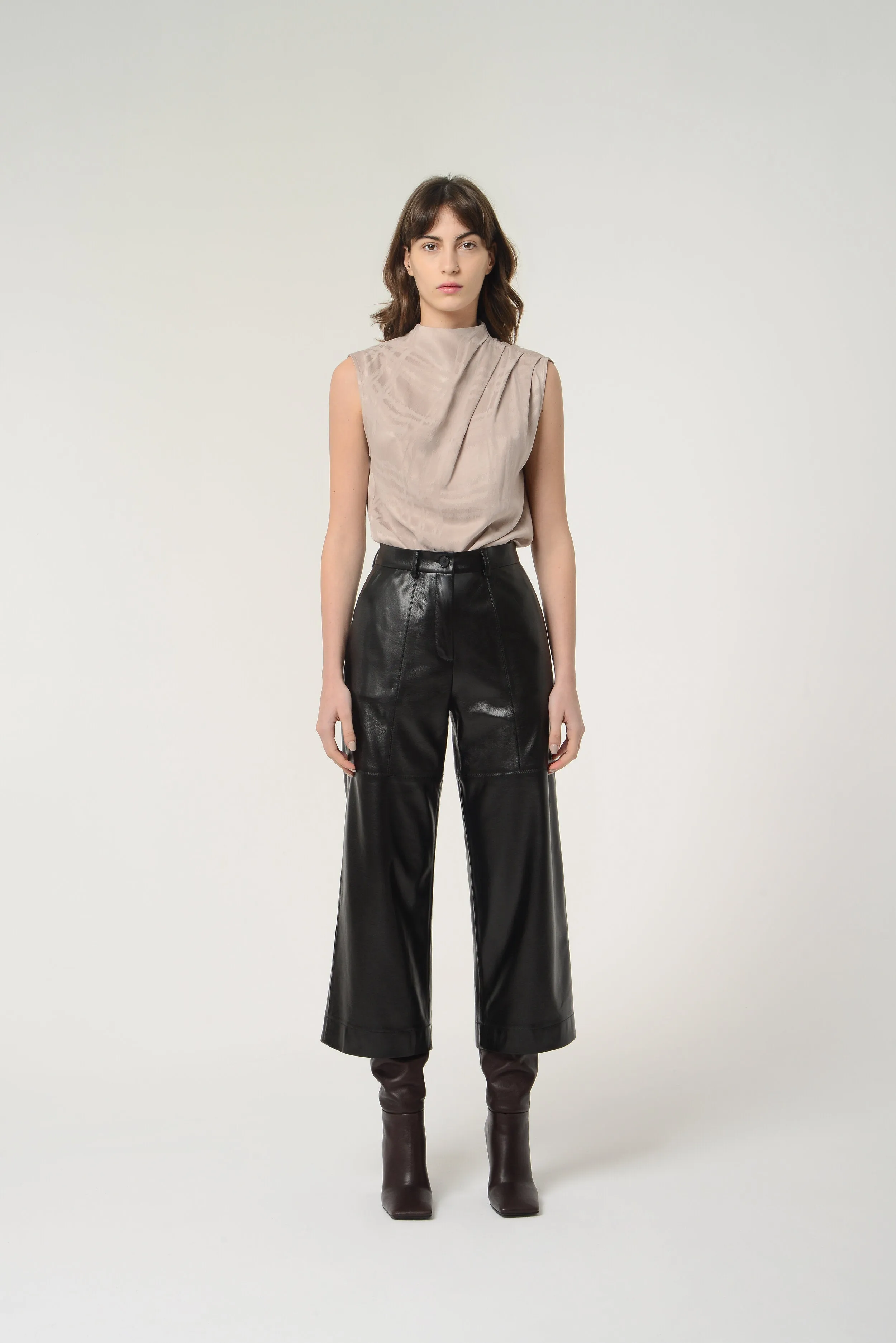 Faux Leather Three Pocket Culottes