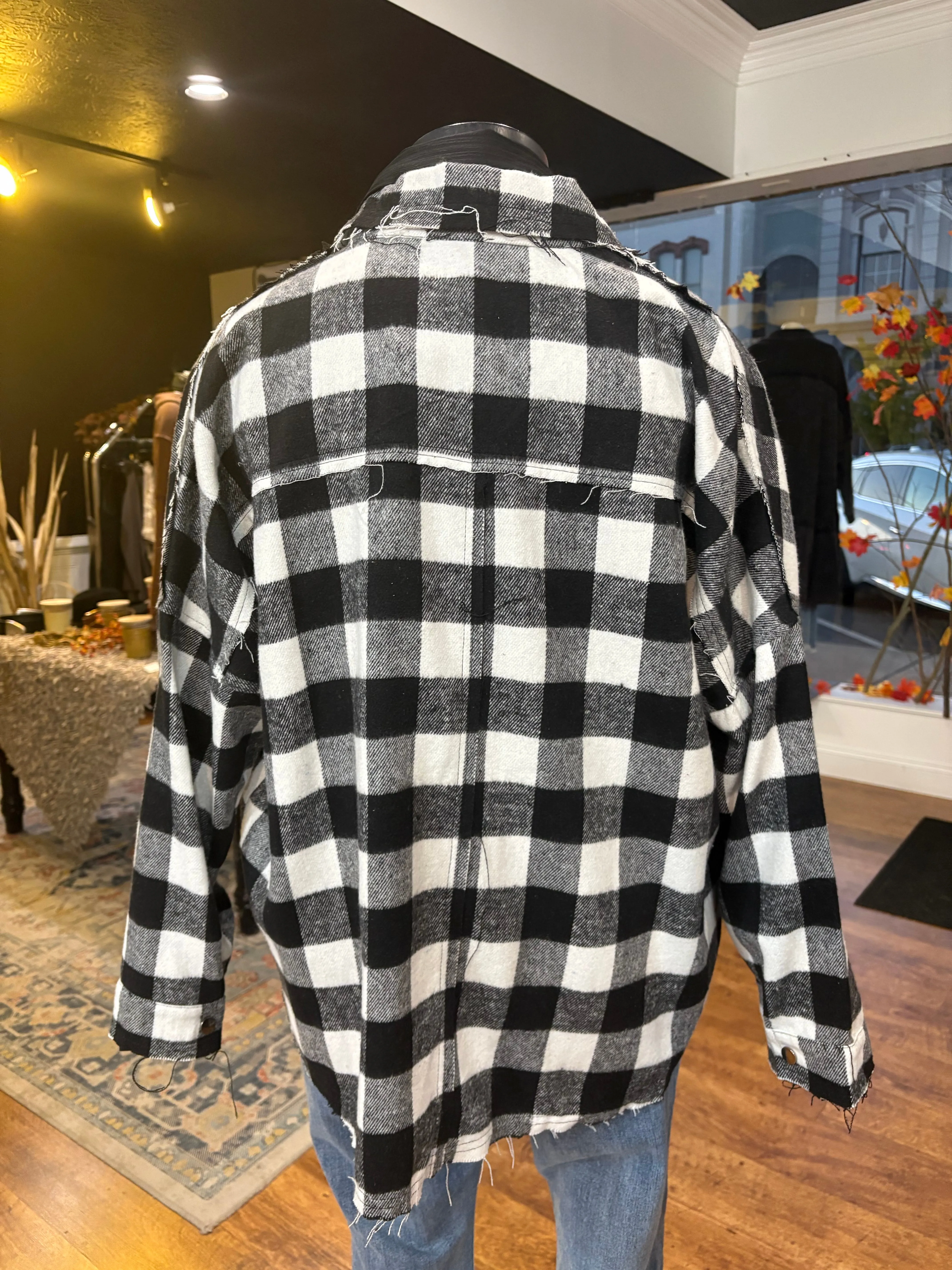 Feeling Grand Fringe Plaid Shacket