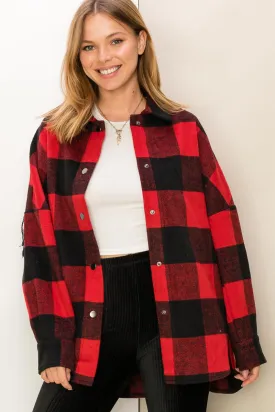 Give Love Buffalo Plaid Fringe Shacket
