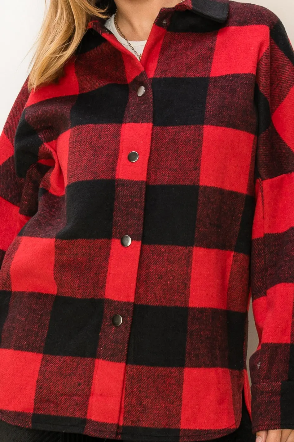 Give Love Buffalo Plaid Fringe Shacket