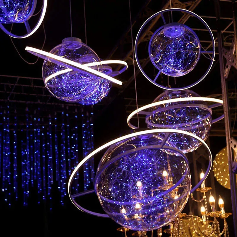Hanging wedding starry sky props space ball fantasy starry wedding arrangement chandelier window decoration ceremony ball