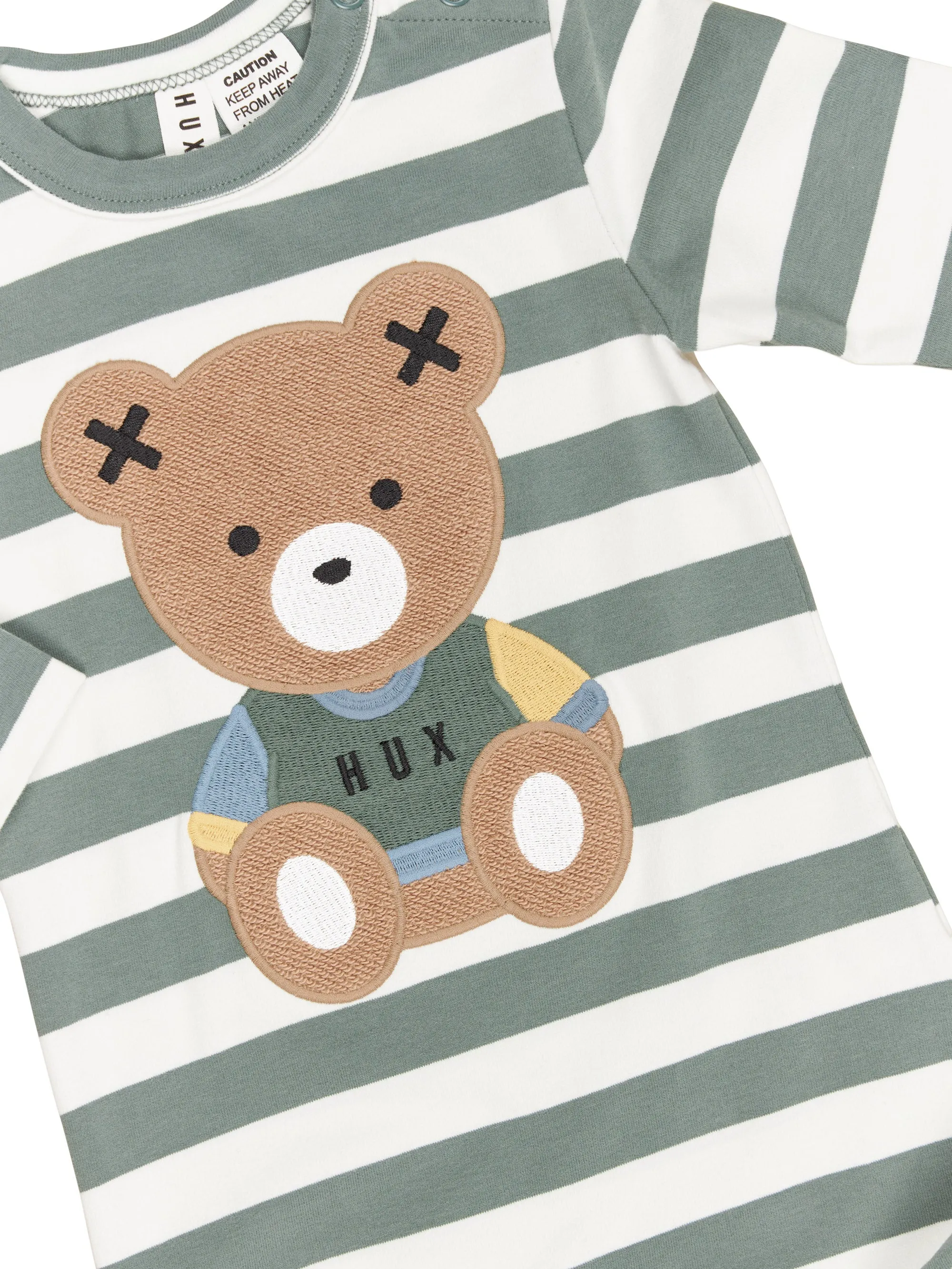 Huxbaby Teddy Hux Stripe Romper - Spruce   Almond