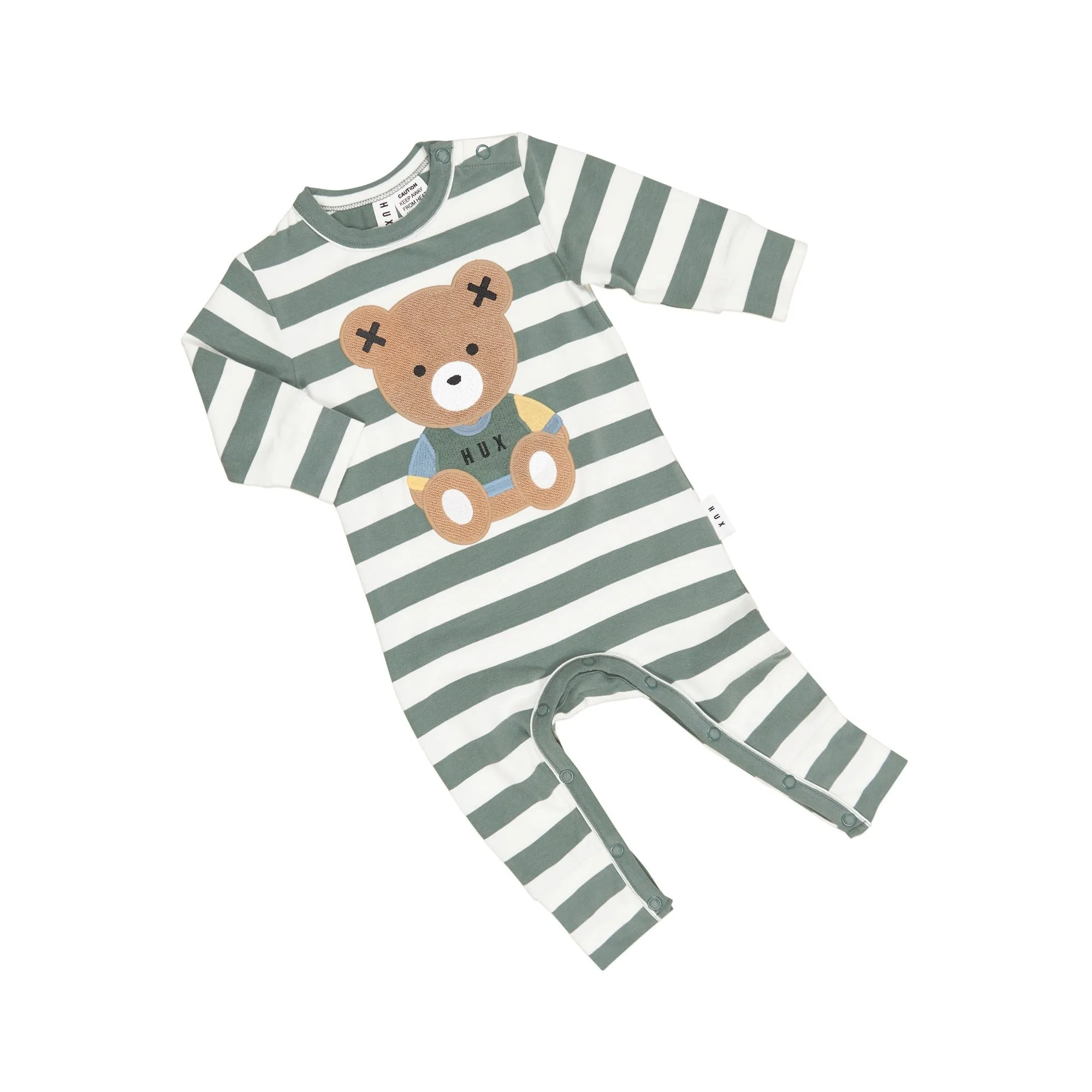 Huxbaby Teddy Hux Stripe Romper - Spruce   Almond