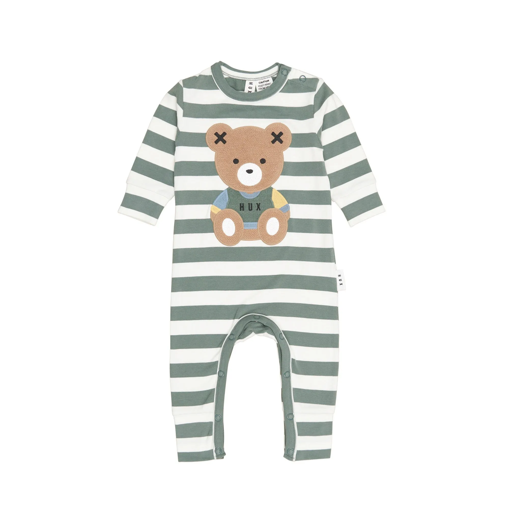 Huxbaby Teddy Hux Stripe Romper - Spruce   Almond