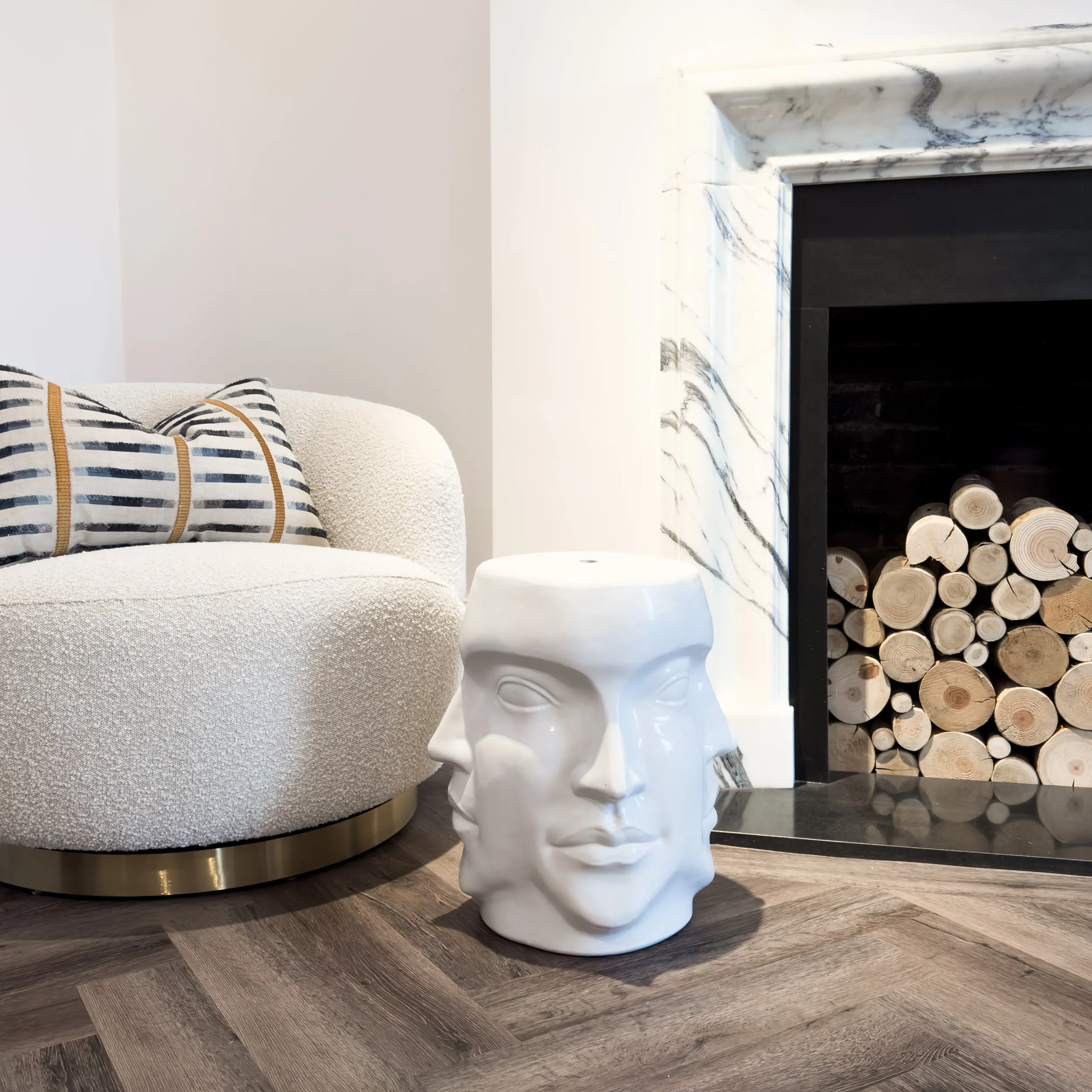 Janus White Four Face Stool
