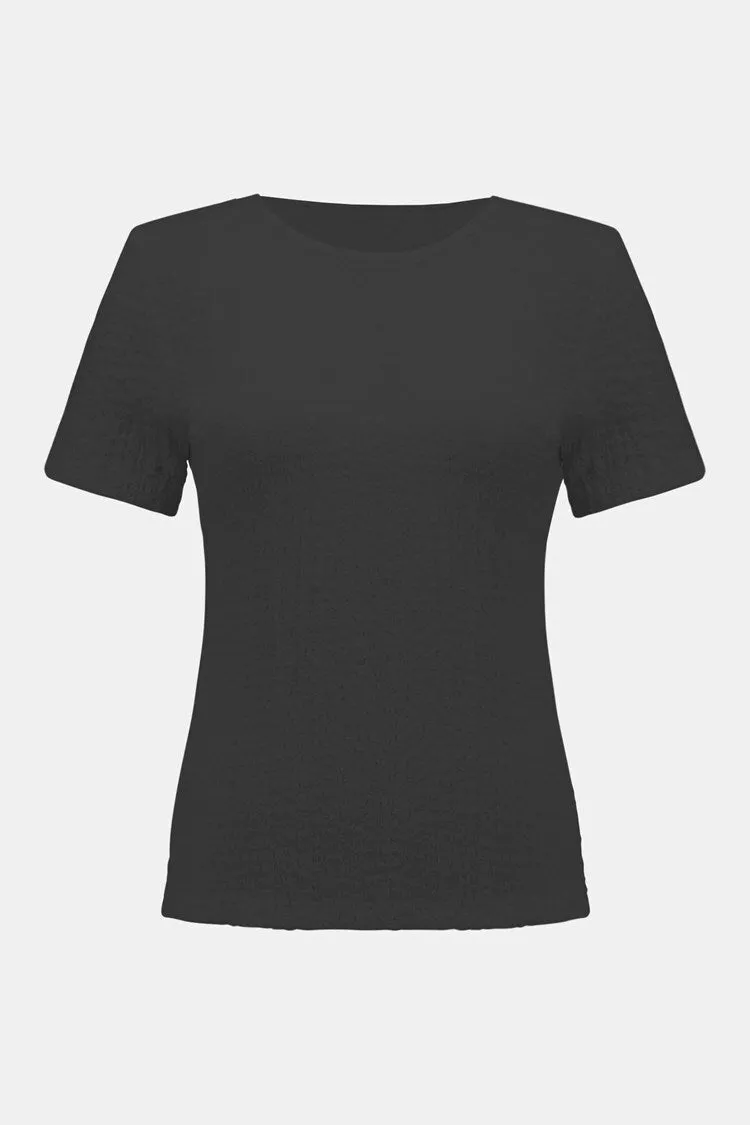 Joseph Ribkoff Ladies Black Puckered Knit Fitted Top