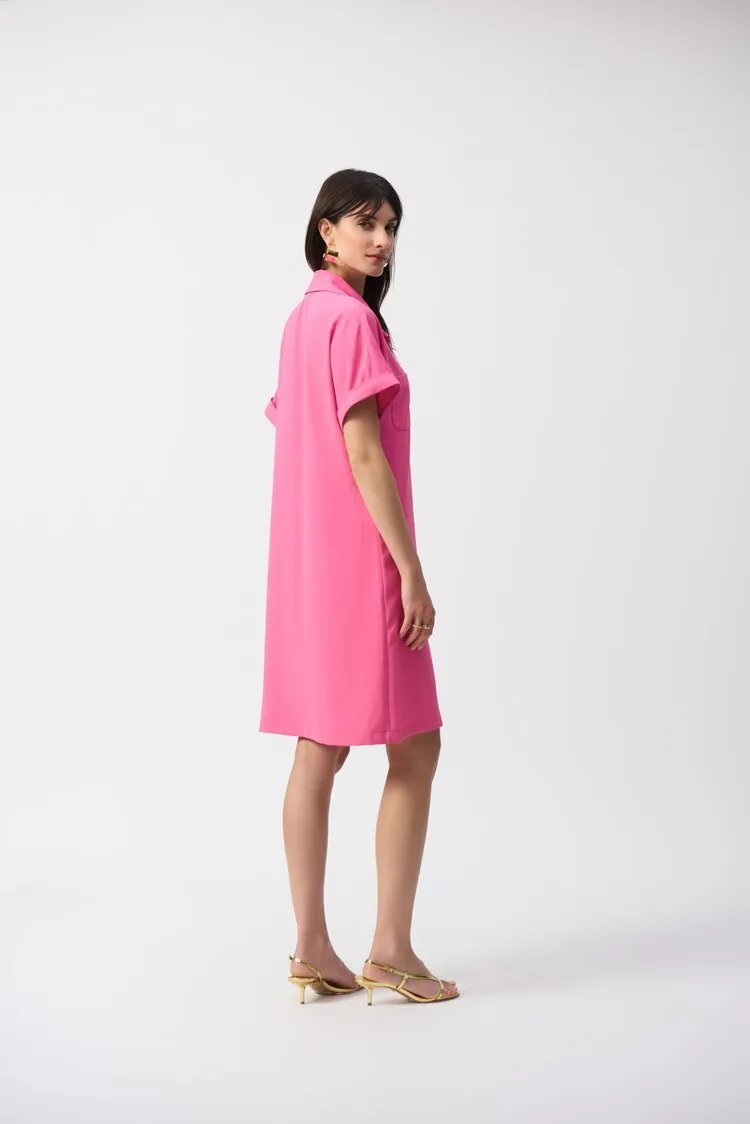Joseph Ribkoff Ladies Bubble Gum Textured Woven Straight Shirt Dress
