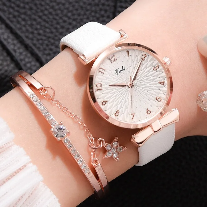 Milano Starlight Quartz Magnet Watch Bracelet with Rhinestone Edge