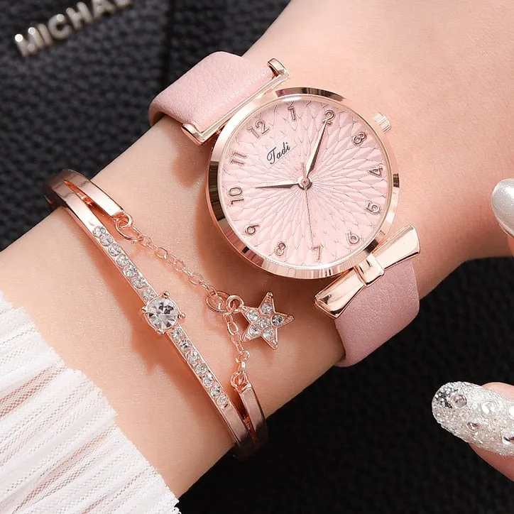 Milano Starlight Quartz Magnet Watch Bracelet with Rhinestone Edge