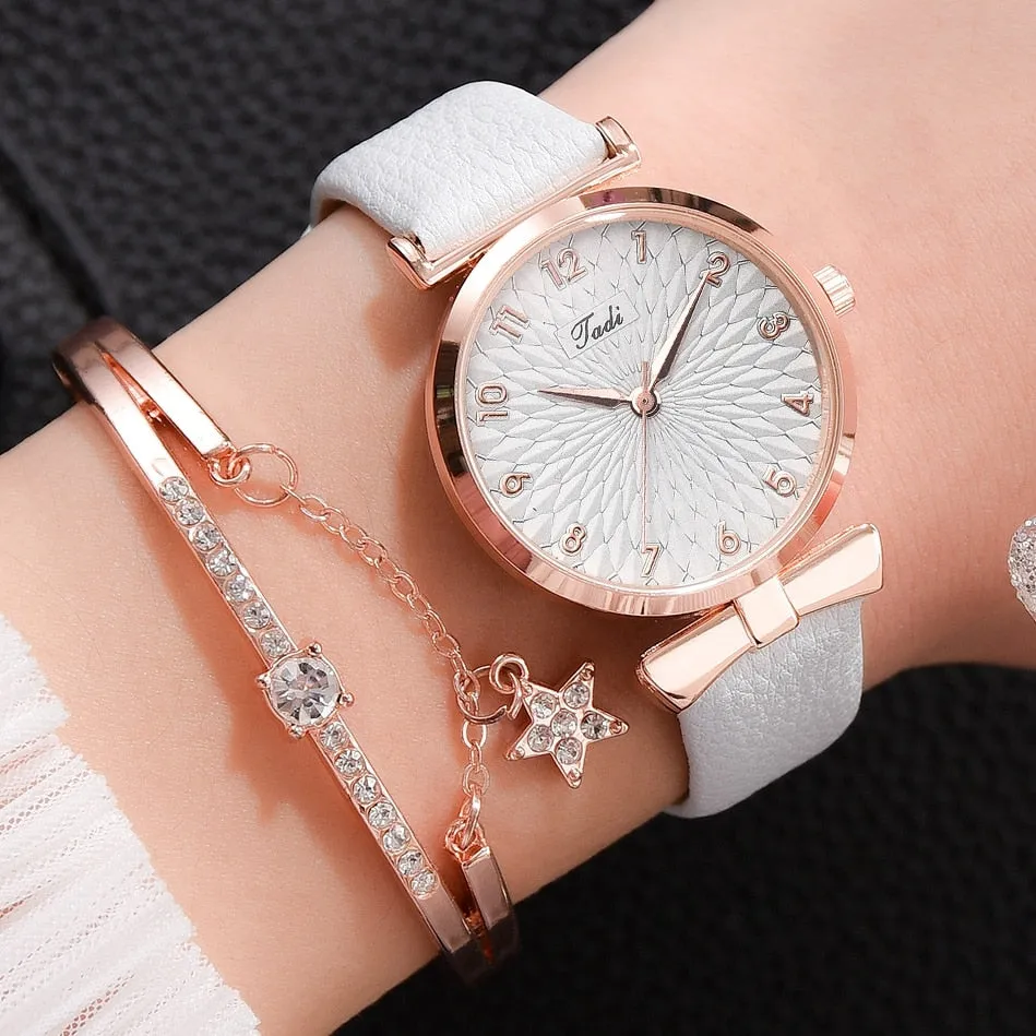 Milano Starlight Quartz Magnet Watch Bracelet with Rhinestone Edge