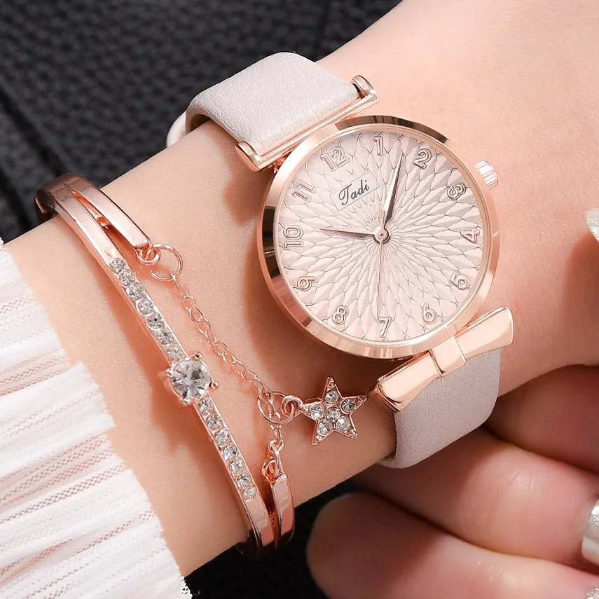 Milano Starlight Quartz Magnet Watch Bracelet with Rhinestone Edge