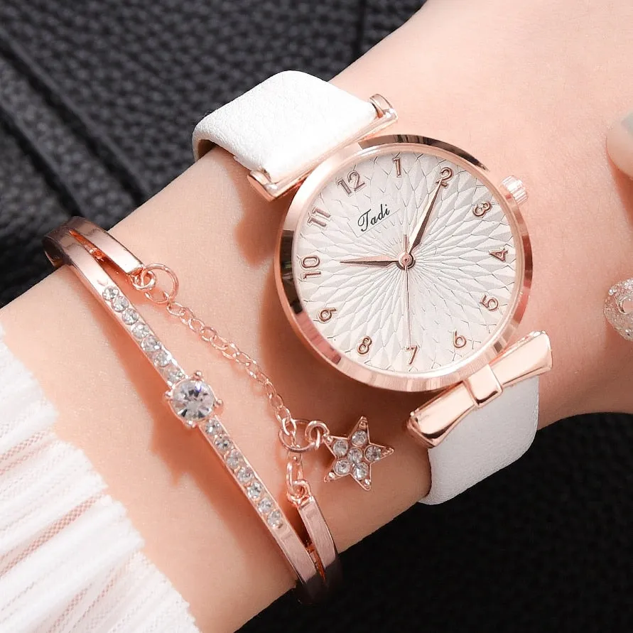 Milano Starlight Quartz Magnet Watch Bracelet with Rhinestone Edge