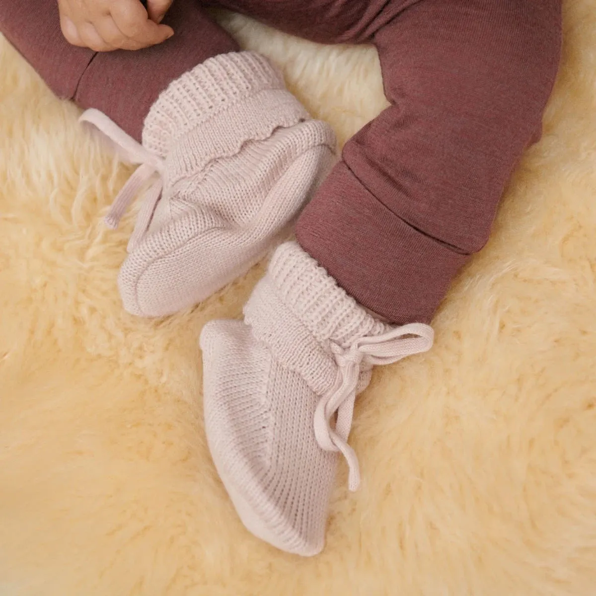 Nature Baby Teddy Booties - Rose Dust