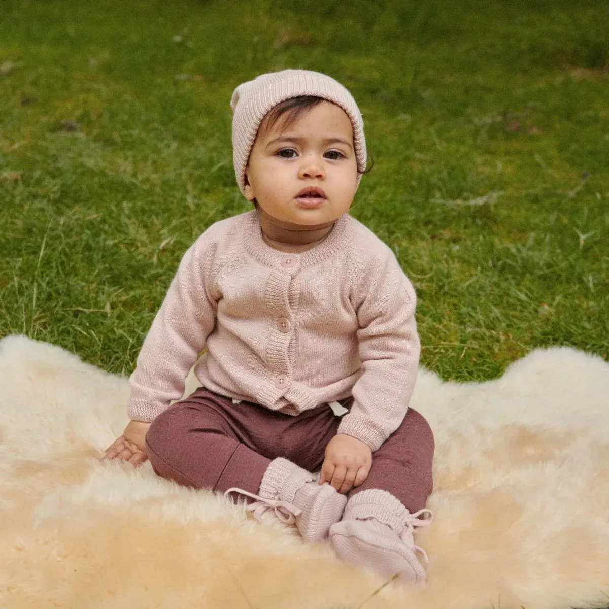 Nature Baby Teddy Booties - Rose Dust