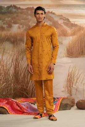 Ochre Floret Skein Kurta Set