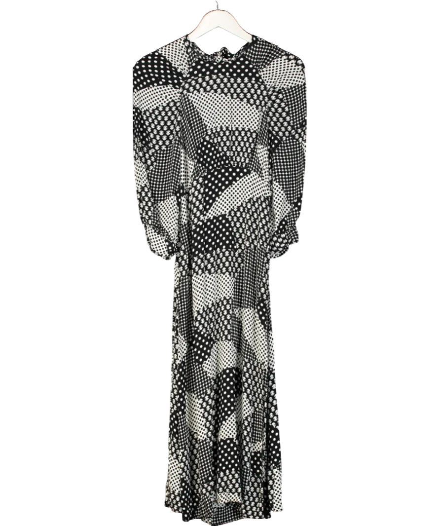 Oliver Bonas Black Viscose Monochrome Dress UK 10