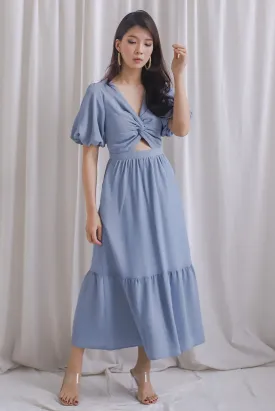 Penrose Twist Knot Cut Out Maxi Dress In Blue