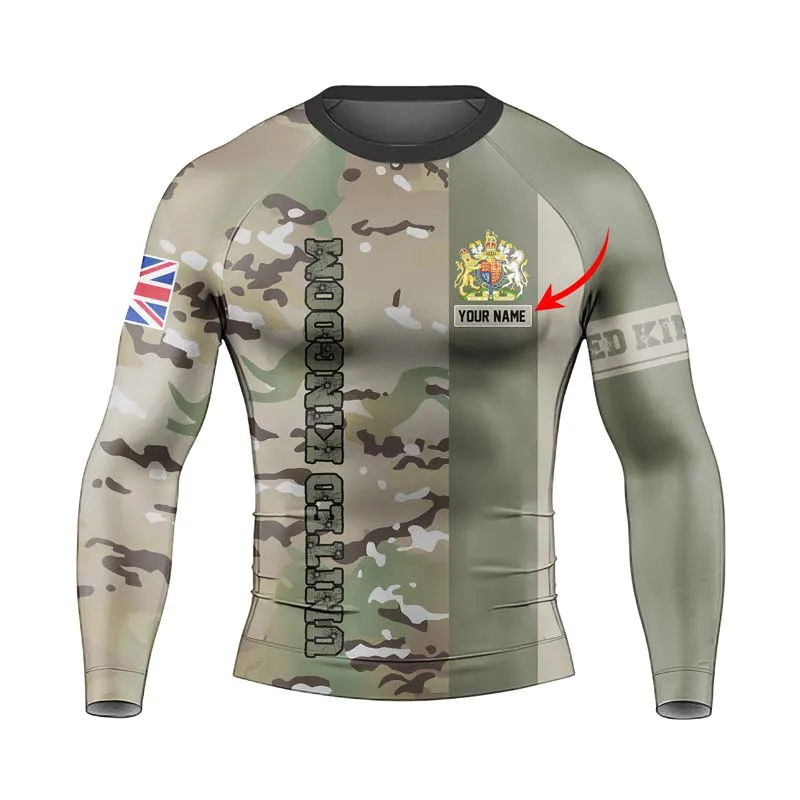 Personalized UK Coat of Arms Men's Long Sleeve Rash Guard