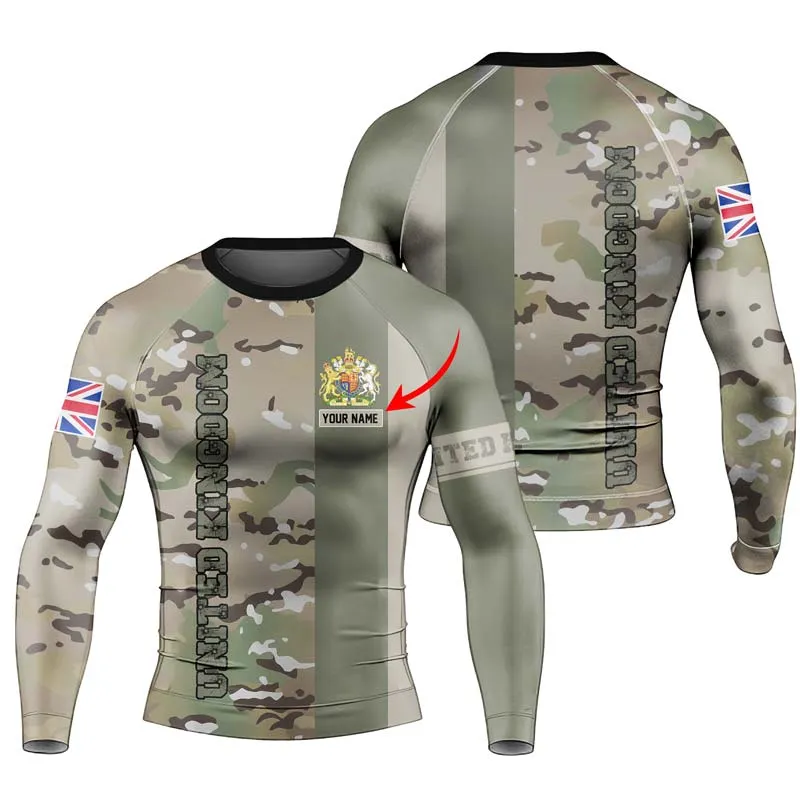 Personalized UK Coat of Arms Men's Long Sleeve Rash Guard