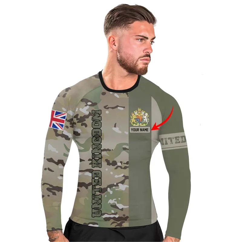 Personalized UK Coat of Arms Men's Long Sleeve Rash Guard