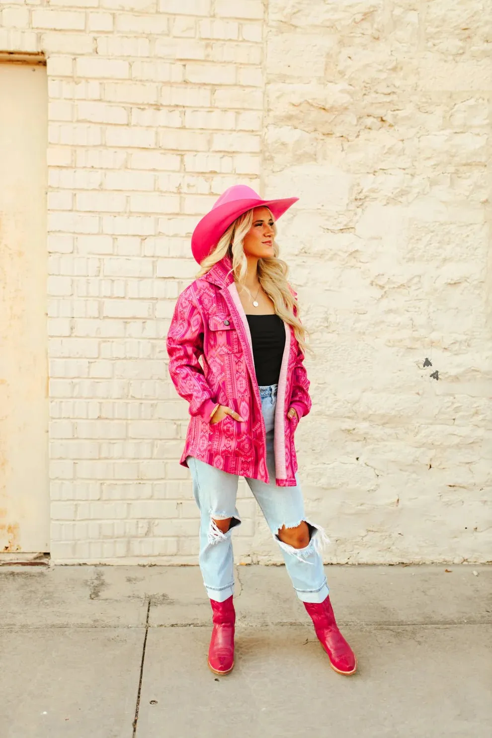 Pink Aztec Shacket