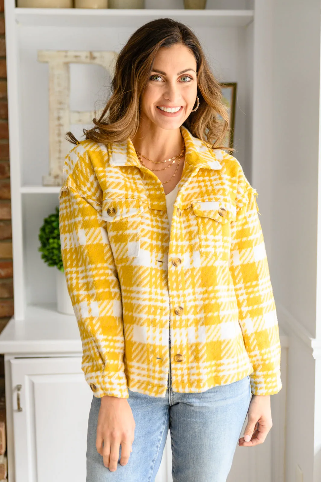 Plaid Shacket In Mustard