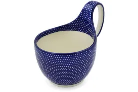 Polish Pottery 16 oz Bowl with Loop-Handle Starry Night UNIKAT