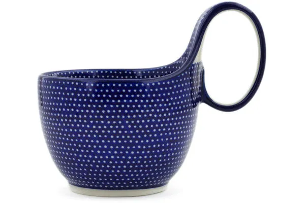 Polish Pottery 16 oz Bowl with Loop-Handle Starry Night UNIKAT