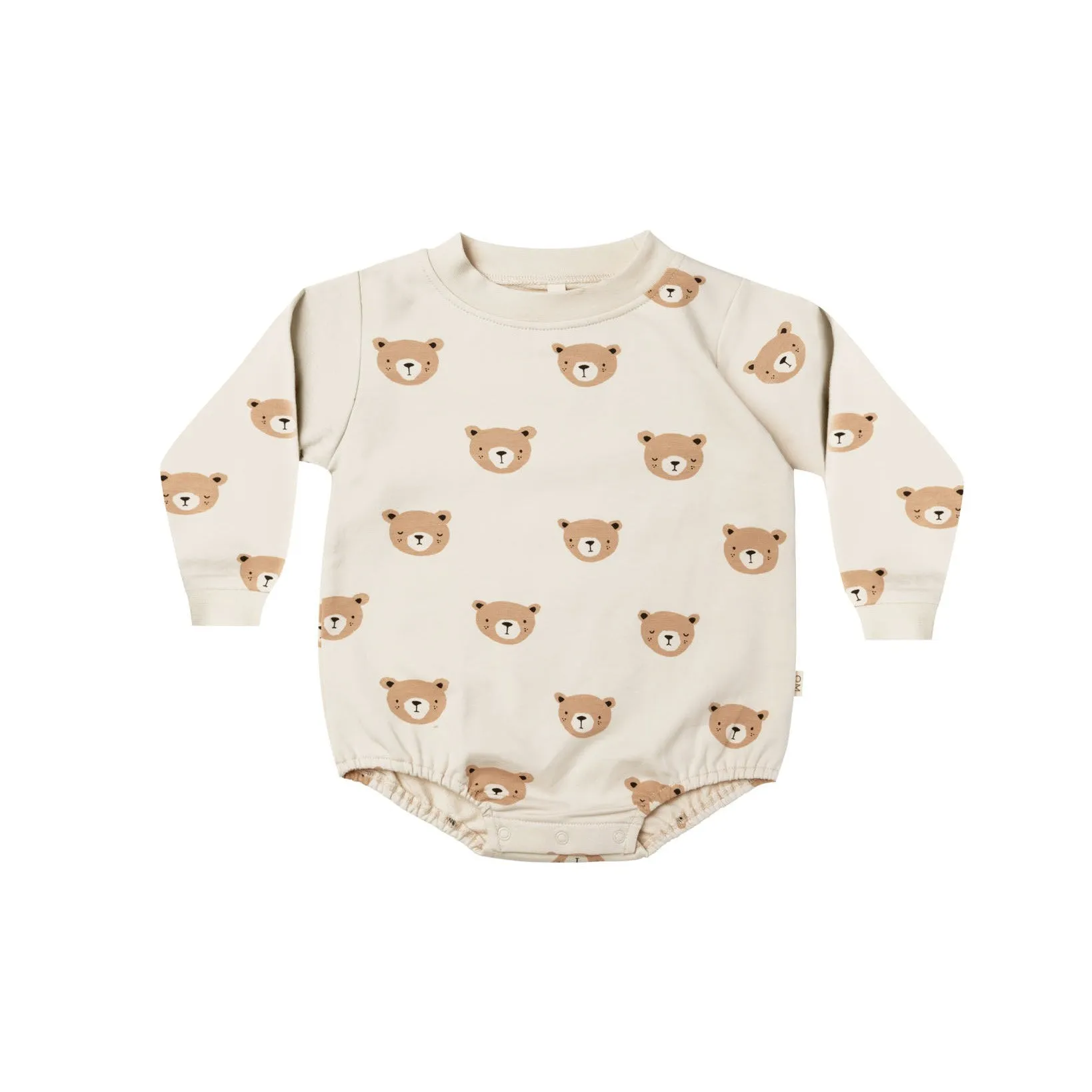 Quincy Mae Crewneck Bubble Romper - Teddy