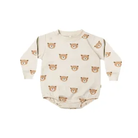 Quincy Mae Crewneck Bubble Romper - Teddy