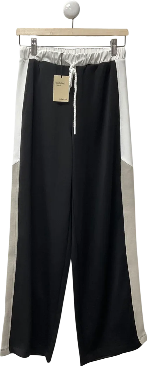 River Island Black Monochrome Side Stripe Wide Leg Trousers UK S